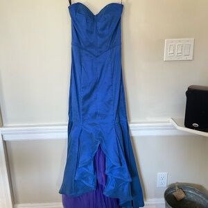 Royal blue mermaid open back prom dress